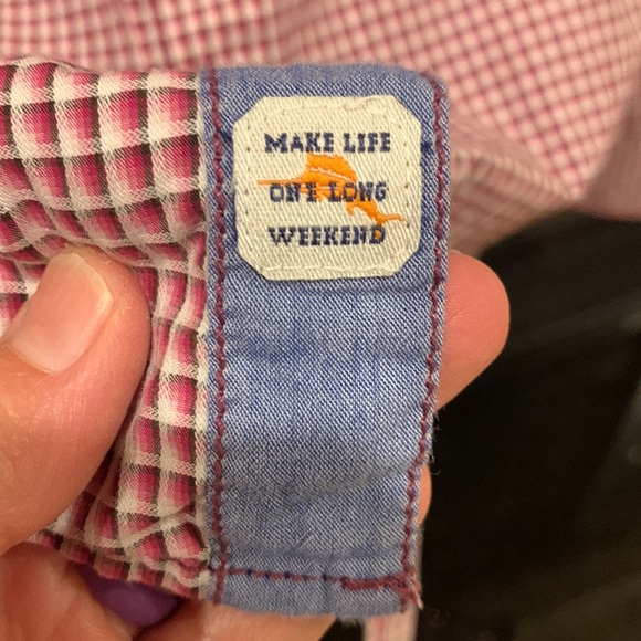 Tommy Bahama Jeans Shirt Island Crafted Button Front Mens Large Long Sleeve Red - Picture 11 of 16